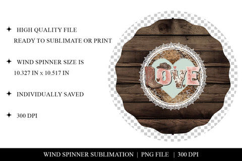 Rustic Farmhouse Valentine's Day Wind Spinner PNG Sublimation BijouBay 