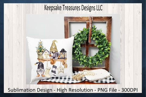 Rustic Gnome On The Shelf Earth Tones Sublimation PNG, Christmas Gnome, Mantle Decor Ideas, Digital Download Sublimation Keepsake Treasures Designs LLC. 