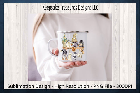 Rustic Gnome On The Shelf Earth Tones Sublimation PNG, Christmas Gnome, Mantle Decor Ideas, Digital Download Sublimation Keepsake Treasures Designs LLC. 