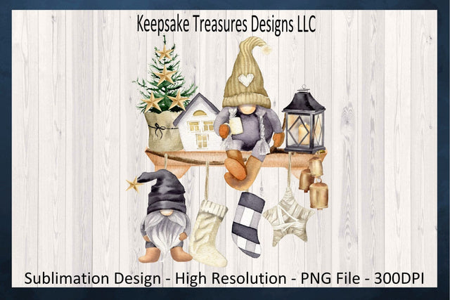 Rustic Gnome On The Shelf Earth Tones Sublimation PNG, Christmas Gnome, Mantle Decor Ideas, Digital Download Sublimation Keepsake Treasures Designs LLC. 