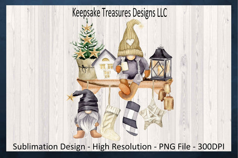 Rustic Gnome On The Shelf Earth Tones Sublimation PNG, Christmas Gnome, Mantle Decor Ideas, Digital Download Sublimation Keepsake Treasures Designs LLC. 