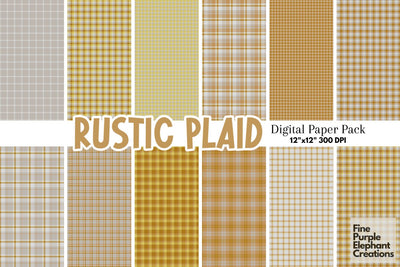 Rustic Harvest Plaid | Texture Background Digital Pattern Fine Purple Elephant Creations 