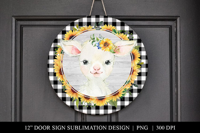 Rustic Little Lamb Door Hanger PNG, Farmhouse Car Coaster Sublimation BijouBay 
