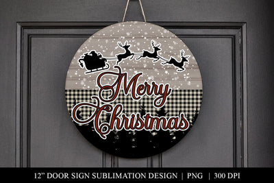 Rustic Merry Christmas Farmhouse Country Door Sign PNG Sublimation BijouBay 