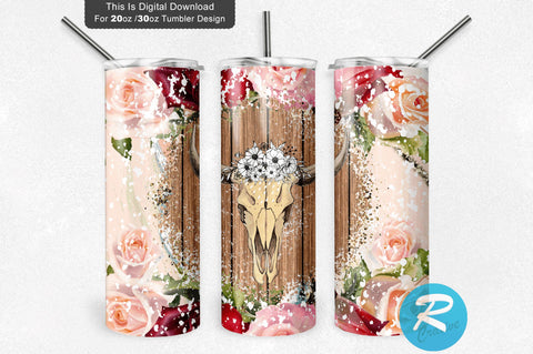 Rustic skull Western 20 oz / 30 oz Tumbler PNG Sublimation Regulrcrative 