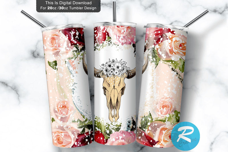 Rustic skull Western 20 oz / 30 oz Tumbler PNG Sublimation Regulrcrative 