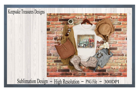 Rustic Sunflower Truck, Sublimation PNG, Digital Download, Leopard Print, Metal Background Sublimation Keepsake Treasures Designs LLC. 