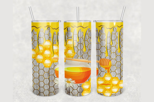 Rustic Wood Honeycomb Drip Tumbler sublimation design 20 oz skinny tumbler wrap Sublimation BambinaCreations 