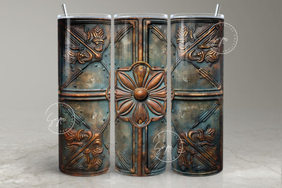 Rusty Metal Tumbler, 3D Metallic Abstract Pattern Wrap, Fathers Day Tumbler, Copper, Teal, Bronze, 20 oz Skinny Tumbler, Digital Download Sublimation Syre Digital Creations 