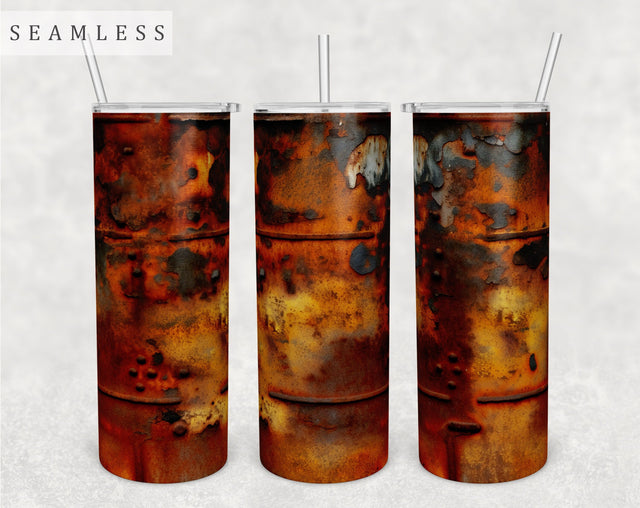 Rusty Metal Tumbler Wrap, 20 Oz Skinny Tumbler Sublimation Design, Seamless Metallic Tumbler PNG Sublimation HappyDesignStudio 