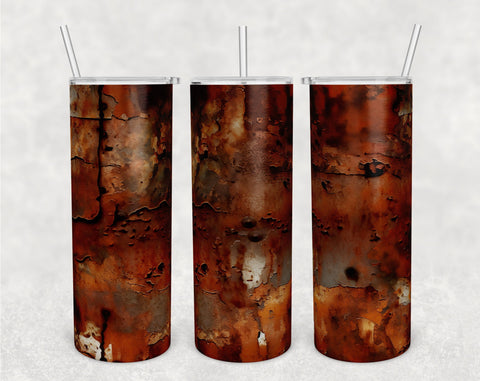Rusty Metal Tumbler Wraps Bundle, 20 Oz Skinny Tumbler Rusty Metal Sublimation Designs, Seamless Rusty Metal Barrel PNG, 5 Designs Sublimation HappyDesignStudio 