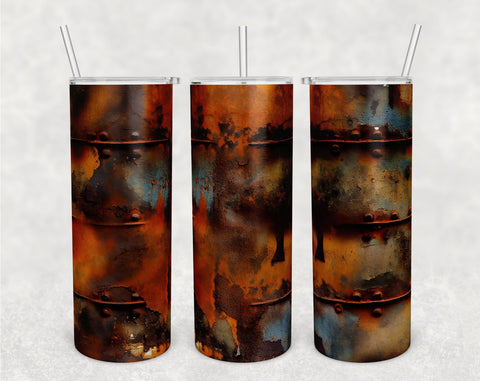 Rusty Metal Tumbler Wraps Bundle, 20 Oz Skinny Tumbler Rusty Metal Sublimation Designs, Seamless Rusty Metal Barrel PNG, 5 Designs Sublimation HappyDesignStudio 