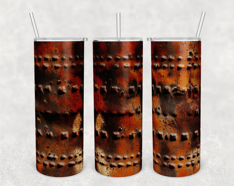 Rusty Metal Tumbler Wraps Bundle, 20 Oz Skinny Tumbler Rusty Metal Sublimation Designs, Seamless Rusty Metal Barrel PNG, 5 Designs Sublimation HappyDesignStudio 