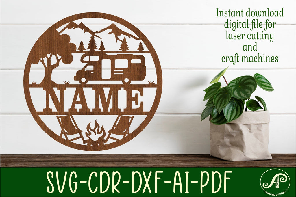 RV camper name sign svg laser cut template - So Fontsy