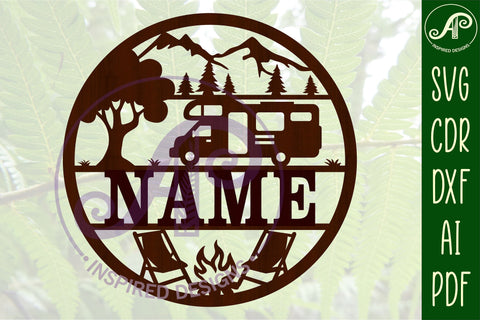 RV camper name sign svg laser cut template SVG APInspireddesigns 