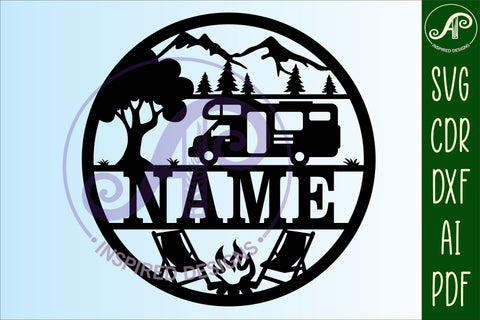 RV camper name sign svg laser cut template SVG APInspireddesigns 