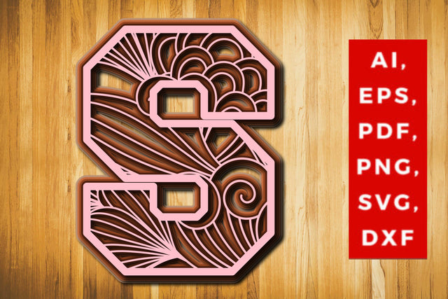 S Layered Floral Alphabet SVG cut file, laser cut alphabet, mandala alphabet, 5 layer SVG MD JOYNAL ABDIN 