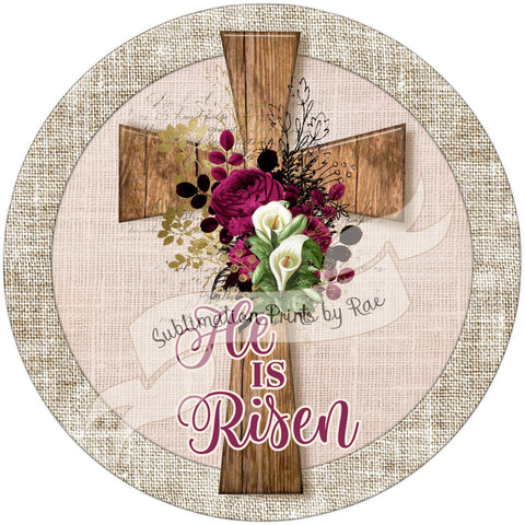 S004 Easter Cross Round Sign Door Wall Hanger Sublimation Print PNG Sublimation Designs by Rae 