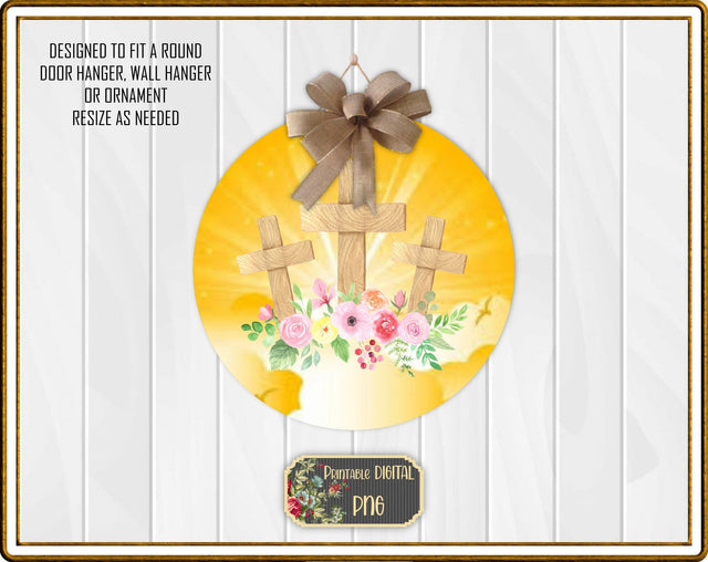 S007 Easter Sunrise Door Hanger Sign Printable PNG for Round Sublimation Blanks Sublimation Designs by Rae 