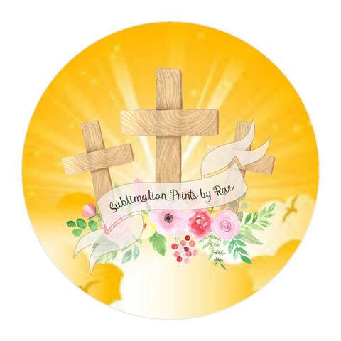 S007 Easter Sunrise Door Hanger Sign Printable PNG for Round Sublimation Blanks Sublimation Designs by Rae 