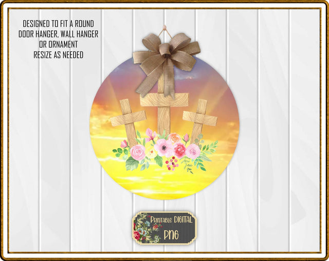 S008 Easter Sunrise Door Hanger Sign Printable PNG for Round Sublimation Blanks Sublimation Designs by Rae 