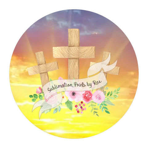 S008 Easter Sunrise Door Hanger Sign Printable PNG for Round Sublimation Blanks Sublimation Designs by Rae 