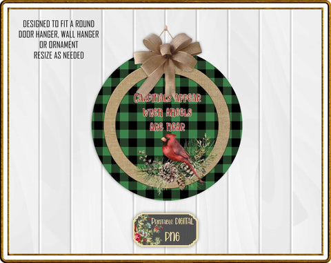 S010 Cardinals Appear Door Hanger Sign Printable PNG for Round Sublimation Blanks Sublimation Designs by Rae 