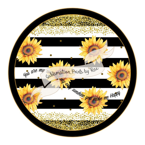 S015 Sunflowers and Glitter Printable PNG for Round Sublimation Blanks Sublimation Designs by Rae 