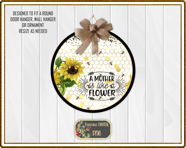 S016 Sunflowers and Mom Mother Printable PNG for Round Sublimation Blanks Sublimation Designs by Rae 