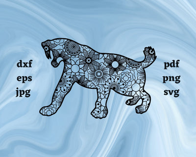 Sabretooth Tiger Mandala SVG Cut File SVG Northern Light SVG 