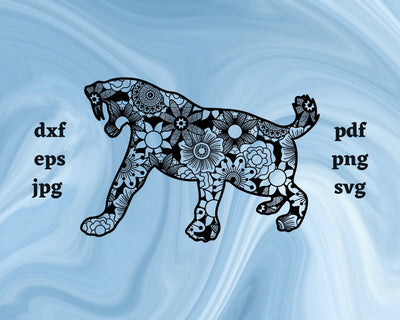 Sabretooth Tiger Mandala SVG Cut File SVG Northern Light SVG 
