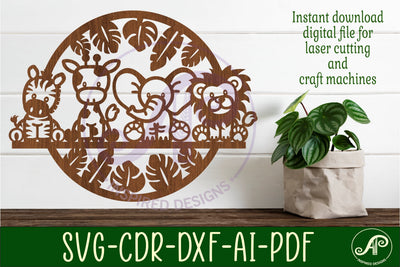 Safari animal wall art sign, SVG file. vector file SVG APInspireddesigns 