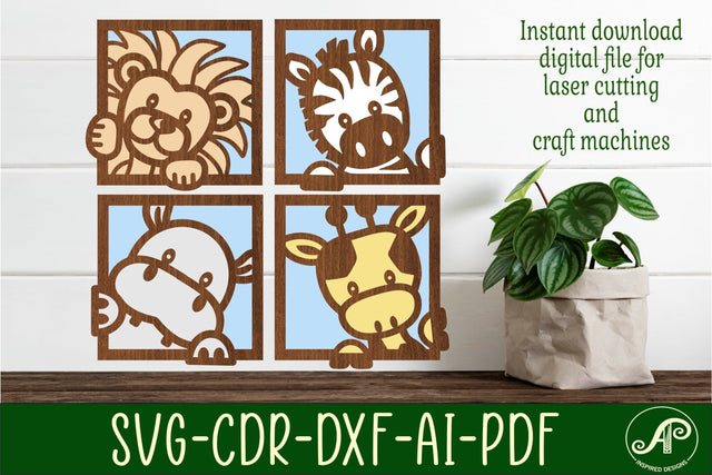 Safari animal wall art SVG laser cut file, wall decor SVG APInspireddesigns 