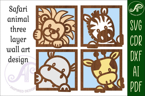 Safari animal wall art SVG laser cut file, wall decor SVG APInspireddesigns 