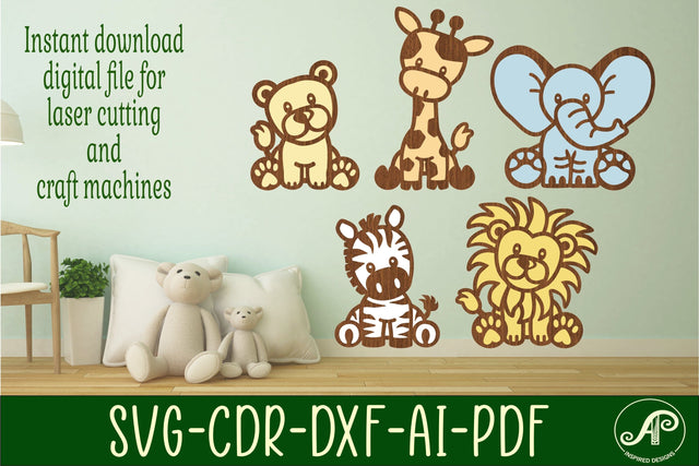 Safari animals two layer laser cut SVG files SVG APInspireddesigns 