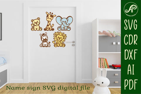 Safari animals two layer laser cut SVG files SVG APInspireddesigns 