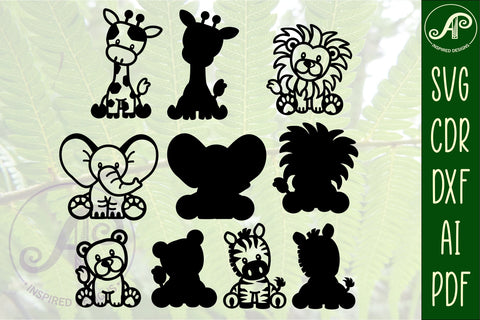 Safari animals two layer laser cut SVG files SVG APInspireddesigns 