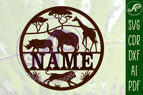 Safari name sign svg laser cut template SVG APInspireddesigns 