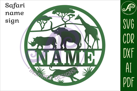 Safari name sign svg laser cut template SVG APInspireddesigns 