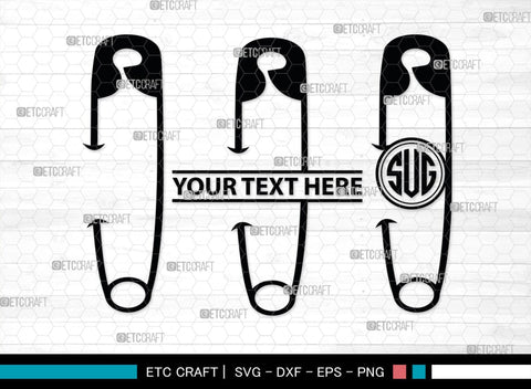 Safety Pin Monogram, Safety Pin Silhouette, Safety Pin SVG, Pin Svg, Open Safety Pin Svg, Closed Safety Pin Svg, SB00210 SVG ETC Craft 