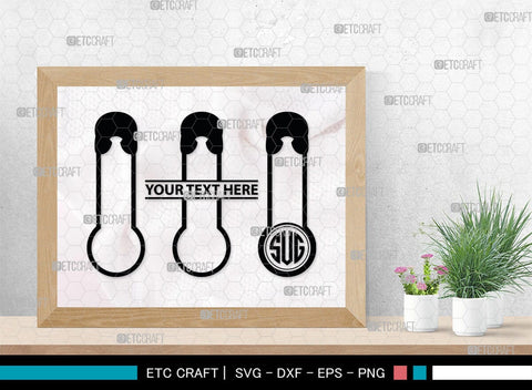 Safety Pin Monogram, Safety Pin Silhouette, Safety Pin SVG, Pin Svg, Open Safety Pin Svg, Closed Safety Pin Svg, SB00210 SVG ETC Craft 