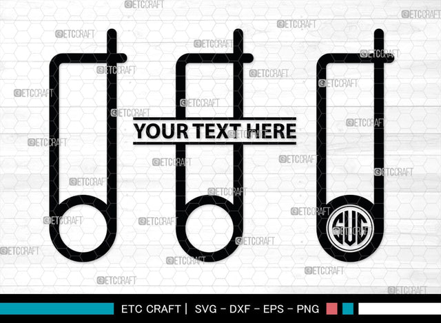 Safety Pin Monogram, Safety Pin Silhouette, Safety Pin SVG, Pin Svg, Open Safety Pin Svg, Closed Safety Pin Svg, SB00210 SVG ETC Craft 