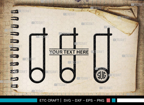 Safety Pin Monogram, Safety Pin Silhouette, Safety Pin SVG, Pin Svg, Open Safety Pin Svg, Closed Safety Pin Svg, SB00210 SVG ETC Craft 