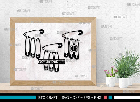 Safety Pin Monogram, Safety Pin Silhouette, Safety Pin SVG, Pin Svg, Open Safety Pin Svg, Closed Safety Pin Svg, SB00210 SVG ETC Craft 