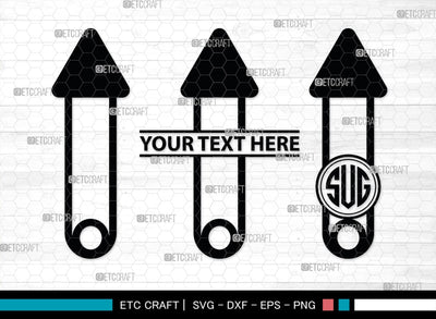 Safety Pin Monogram, Safety Pin Silhouette, Safety Pin SVG, Pin Svg, Open Safety Pin Svg, Closed Safety Pin Svg, SB00210 SVG ETC Craft 