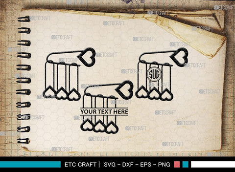 Safety Pin Monogram, Safety Pin Silhouette, Safety Pin SVG, Pin Svg, Open Safety Pin Svg, Closed Safety Pin Svg, SB00210 SVG ETC Craft 