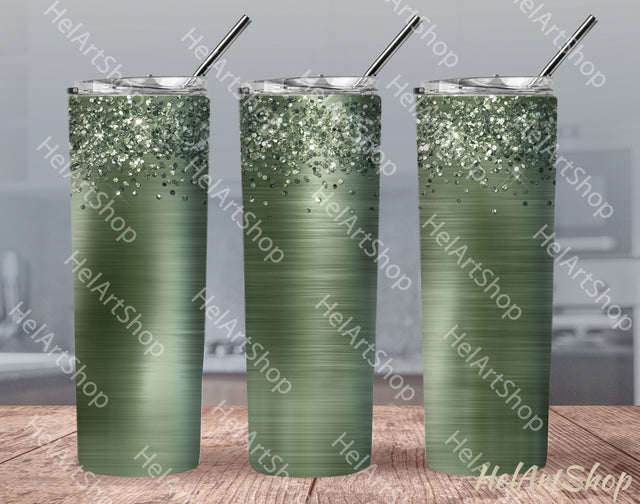 Sage Metal Glitter Tumbler PNG | Sublimation PNG Sublimation _HelArtShop_ 