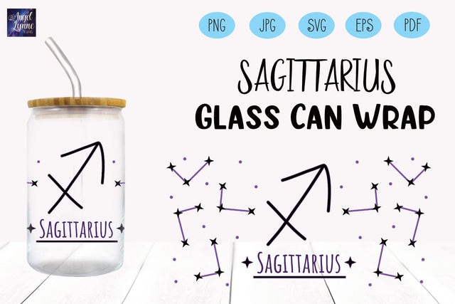 Sagittarius Glass Wrap | Sagittarius Libbey Glass Wrap SVG Angel Lynne Designs 