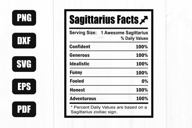Sagittarius Nutrition Facts Svg, Sagittarius Zodiac Sign Svg, Sagittarius Svg SVG Litke Designs 