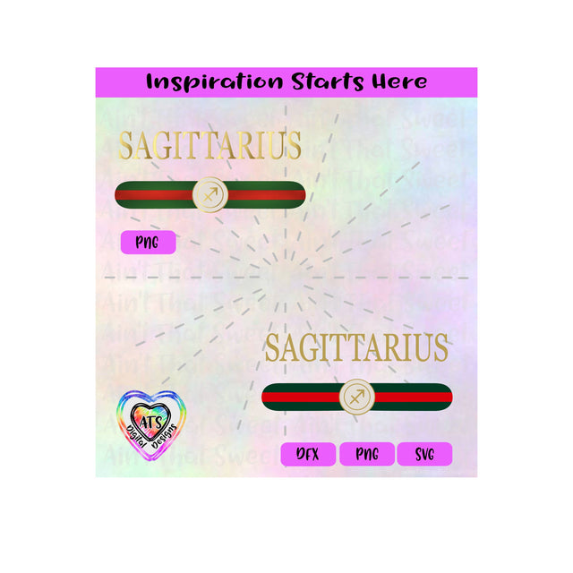 Sagittarius | Red Green Stripes | Horoscope | Astrology Symbol | November 22-December 21 - Transparent PNG SVG DXF - Silhouette, Cricut, ScanNCut SVG Aint That Sweet 